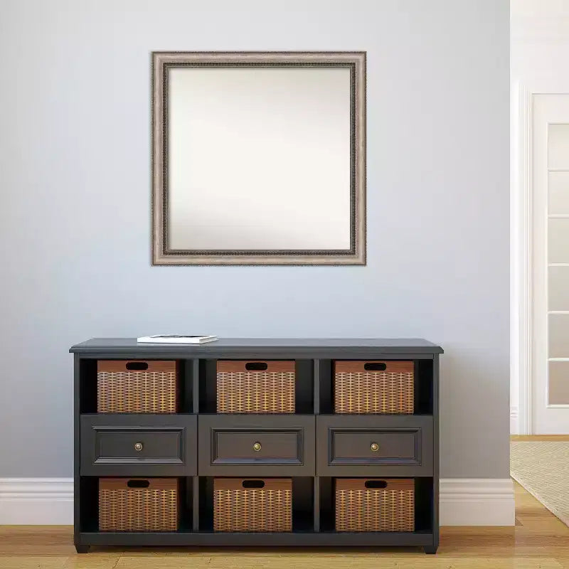 Miroir mural de salle de bain carré, cadre orné argenté, 30"x30"