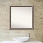 Miroir mural de salle de bain carré, cadre orné argenté, 30"x30"