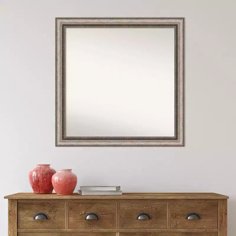 Miroir mural de salle de bain carré, cadre orné argenté, 30"x30"
