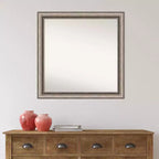 Miroir mural de salle de bain carré, cadre orné argenté, 30"x30"
