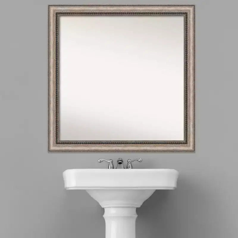 Miroir mural de salle de bain carré, cadre orné argenté, 30"x30"