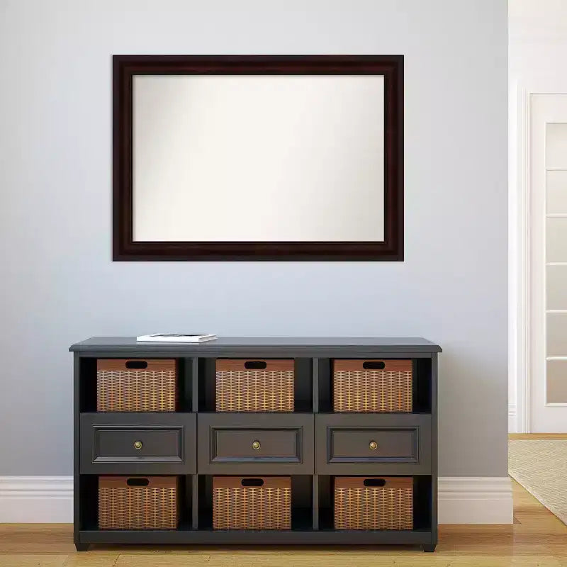 Miroir mural marron grain de café non biseauté de 104 x 74 cm
