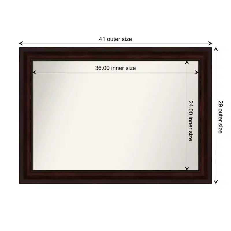 Miroir mural marron grain de café non biseauté de 104 x 74 cm