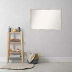 Miroir mural étroit de salle de bain 38"x26" effet craquelé, cadre argent métallique
