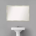 Miroir mural étroit de salle de bain 38"x26" effet craquelé, cadre argent métallique