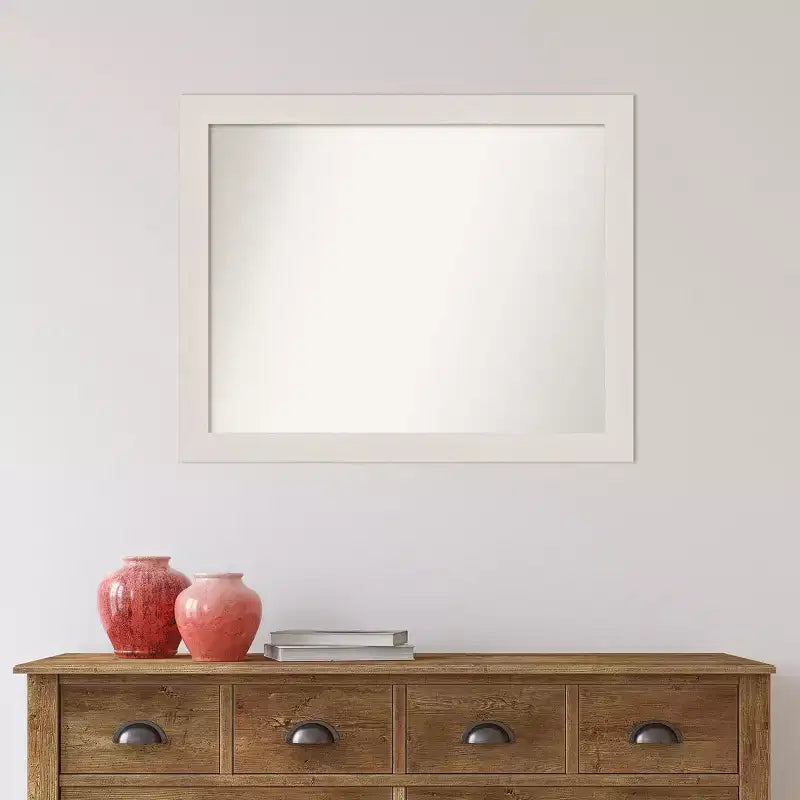 Miroir mural étroit de salle de bain en planches rustiques blanches 32"x26"