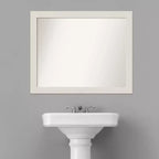 Miroir mural étroit de salle de bain en planches rustiques blanches 32"x26"