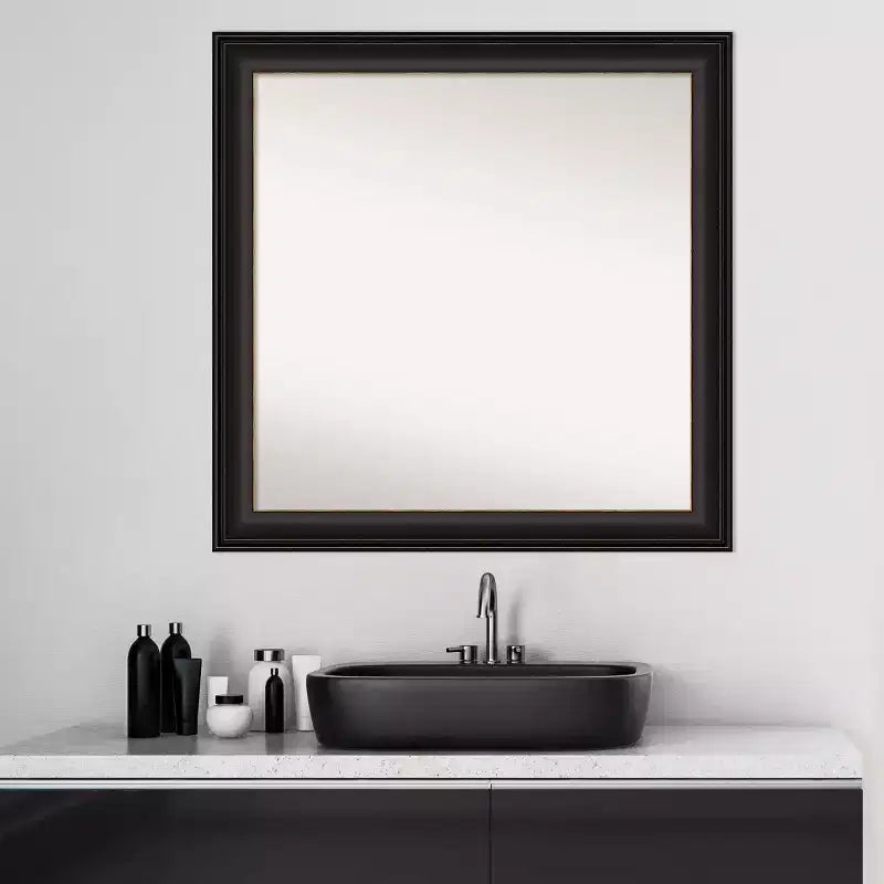 Miroir mural de salle de bain 31"x31" en bronze huilé, cadre de coiffeuse carré