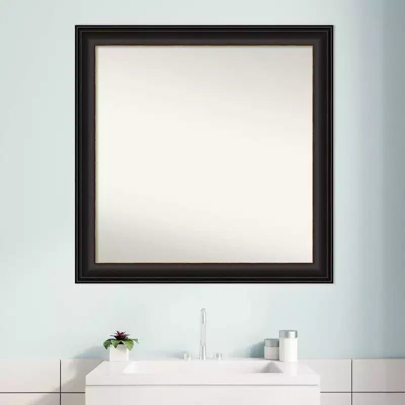 Miroir mural de salle de bain 31"x31" en bronze huilé, cadre de coiffeuse carré