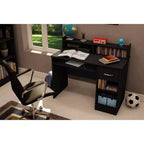 Bureau d'enfant avec tablette coulissante pour clavier, noir pur