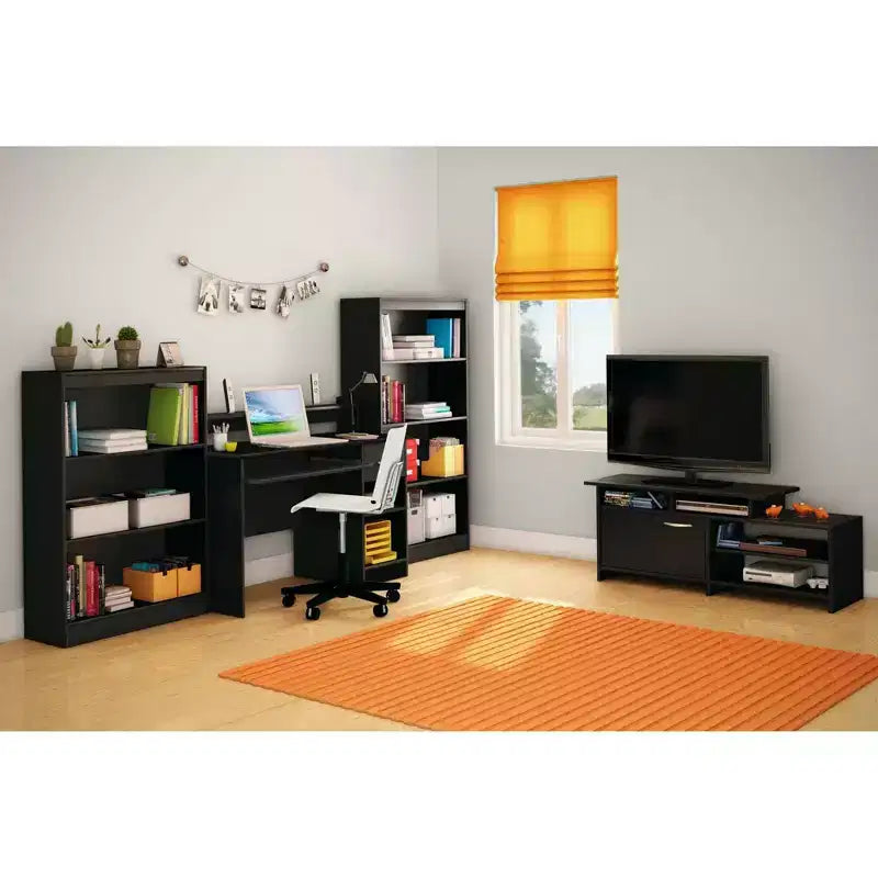 Bureau d'enfant avec tablette coulissante pour clavier, noir pur