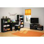 Bureau d'enfant avec tablette coulissante pour clavier, noir pur