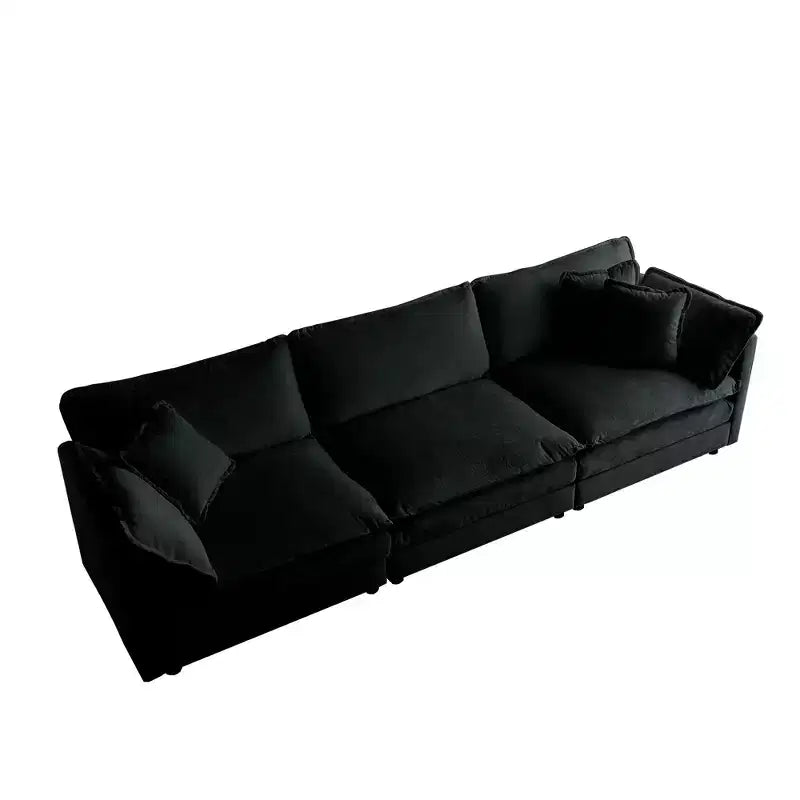 Canapé d'angle modulable en L avec ottoman réversible, chenille beige