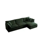 Canapé d'angle modulable en L avec ottoman réversible, chenille beige