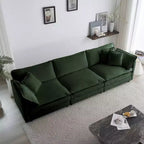 Canapé d'angle modulable en L avec ottoman réversible, chenille beige