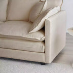 Canapé d'angle modulable en L avec ottoman réversible, chenille beige