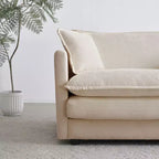 Canapé d'angle modulable en L avec ottoman réversible, chenille beige