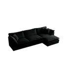 Canapé d'angle modulable en L avec ottoman réversible, chenille beige