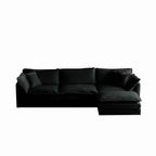 Canapé d'angle modulable en L avec ottoman réversible, chenille beige