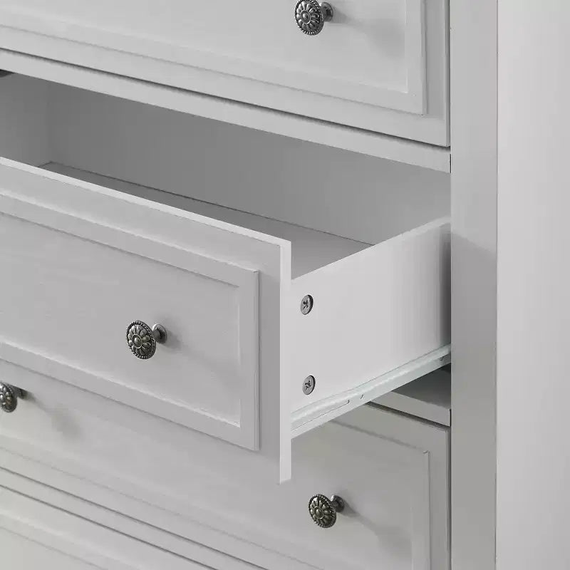 Commode de ferme étroite à 5 tiroirs de 122 cm de haut pour chambre et placard