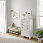 Commode de ferme étroite à 5 tiroirs de 122 cm de haut pour chambre et placard