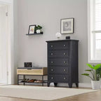 Commode de ferme étroite à 5 tiroirs de 122 cm de haut pour chambre et placard