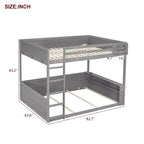 Lit superposé en bois Queen Size avec rangements, lumières LED et port de charge USB