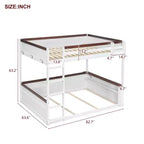 Lit superposé en bois Queen Size avec rangements, lumières LED et port de charge USB