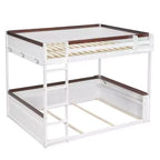 Lit superposé en bois Queen Size avec rangements, lumières LED et port de charge USB