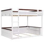 Lit superposé en bois Queen Size avec rangements, lumières LED et port de charge USB