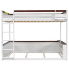 Lit superposé en bois Queen Size avec rangements, lumières LED et port de charge USB