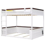 Lit superposé en bois Queen Size avec rangements, lumières LED et port de charge USB