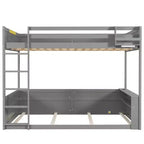 Lit superposé en bois Queen Size avec rangements, lumières LED et port de charge USB