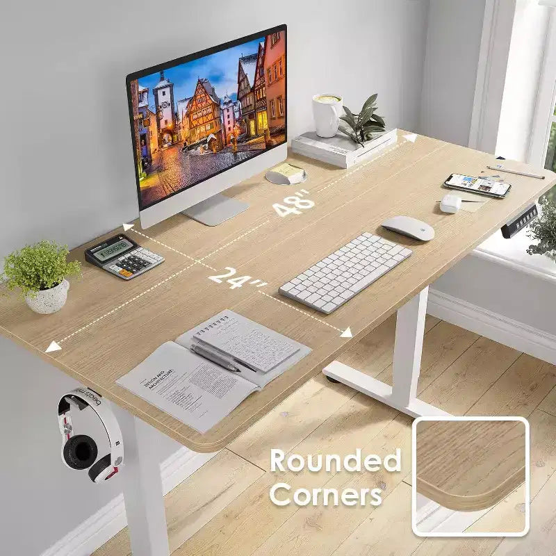 Bureau debout électrique réglable en hauteur 48" x 24" avec plateau en deux parties