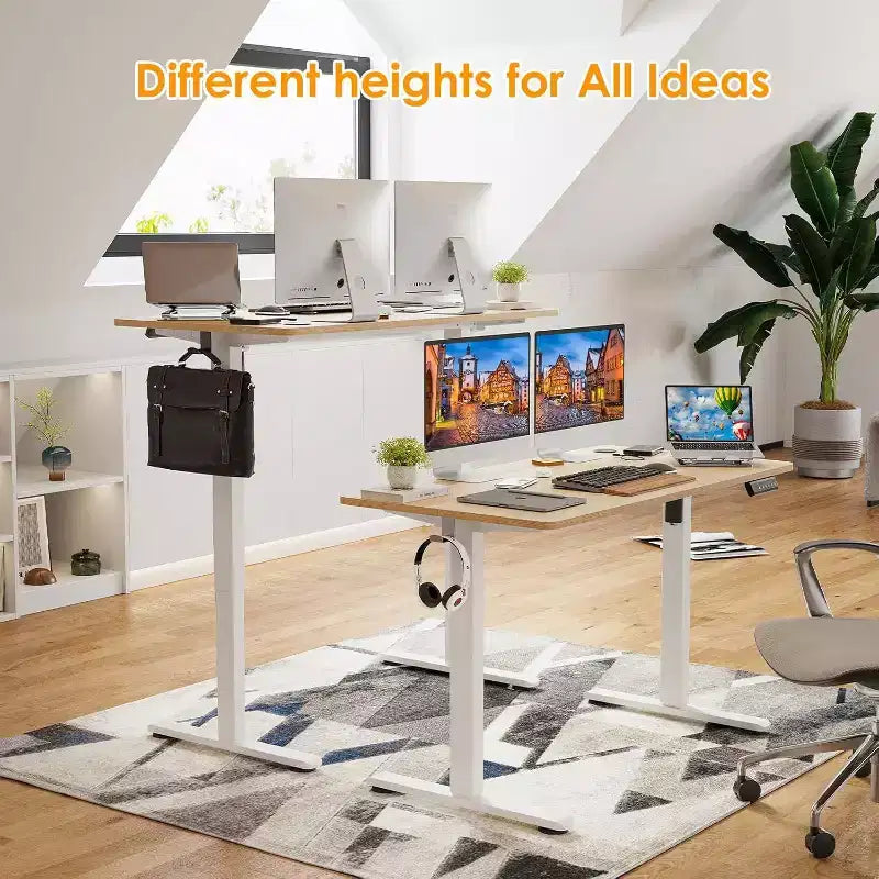 Bureau debout électrique réglable en hauteur 48" x 24" avec plateau en deux parties