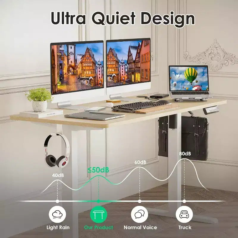 Bureau debout électrique réglable en hauteur 48" x 24" avec plateau en deux parties