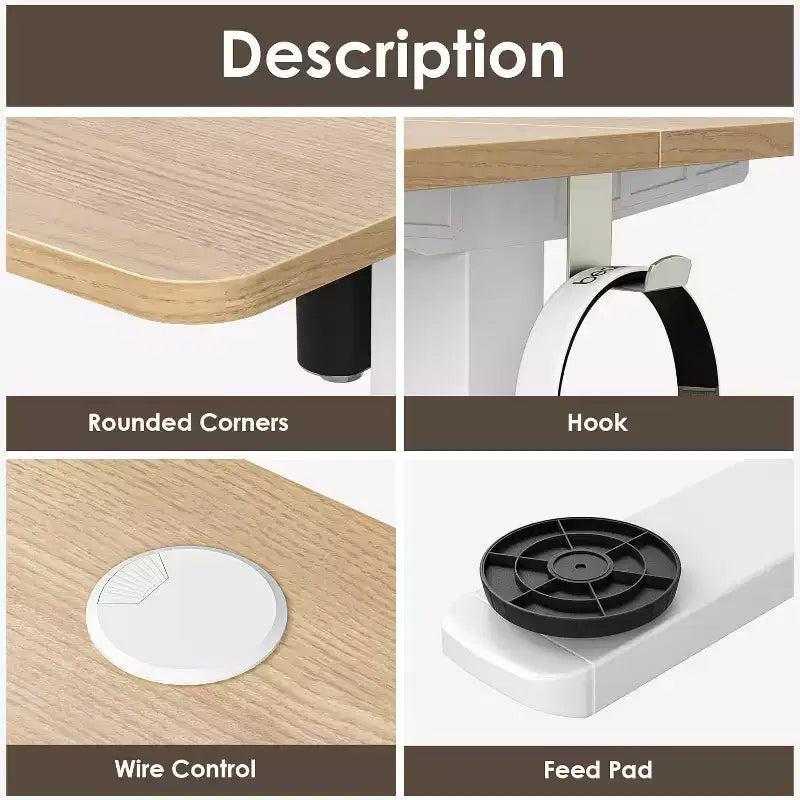 Bureau debout électrique réglable en hauteur 48" x 24" avec plateau en deux parties