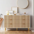 Commode double moderne à 6 tiroirs avec poignées dorées pour chambre à coucher