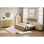 Commode double moderne à 6 tiroirs avec poignées dorées pour chambre à coucher