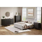 Commode double moderne à 6 tiroirs avec poignées dorées pour chambre à coucher