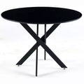 42.1 Round Dining Table for 4-6 People, Mid Century Modern Kitchen Dinner Table with Crossed Legs, Leisure Coffee Table for Kitchen Living Room