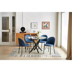 Table à manger ronde 42" style Mid-Century pour 4-6 personnes, pieds croisés, noire