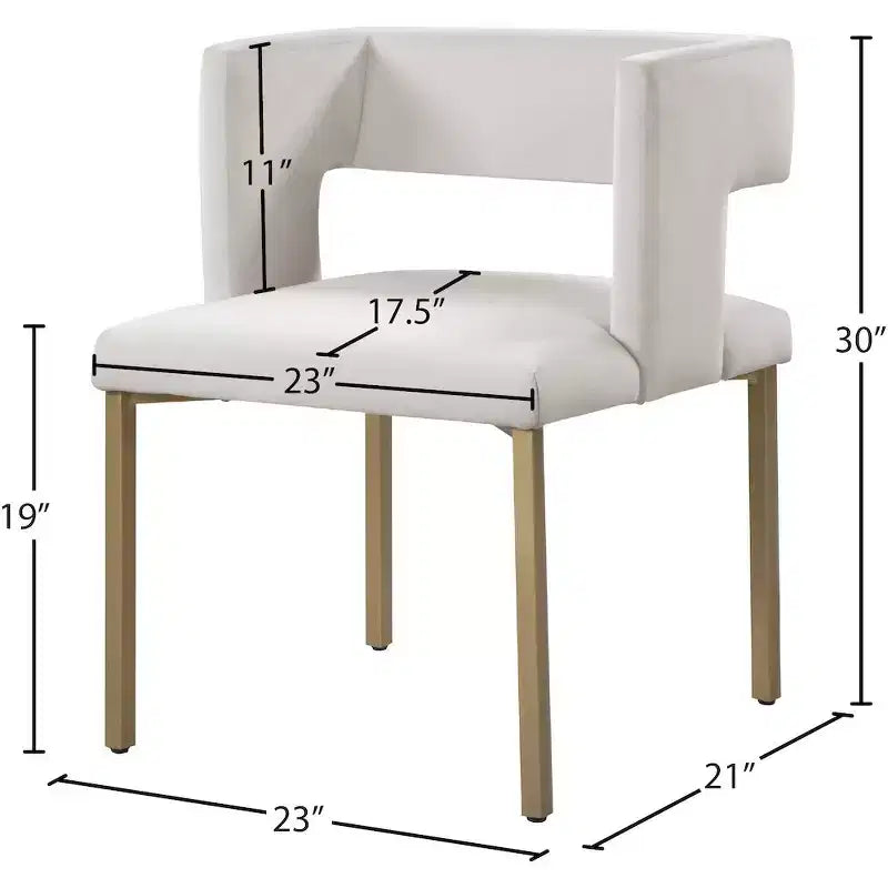 Chaise de salle à manger en velours noir avec pieds en laiton brossé, lot de 2
