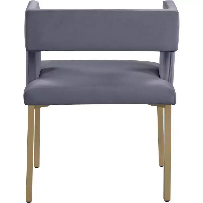 Chaise de salle à manger en velours noir avec pieds en laiton brossé, lot de 2