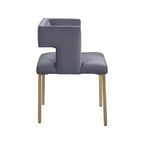 Chaise de salle à manger en velours noir avec pieds en laiton brossé, lot de 2