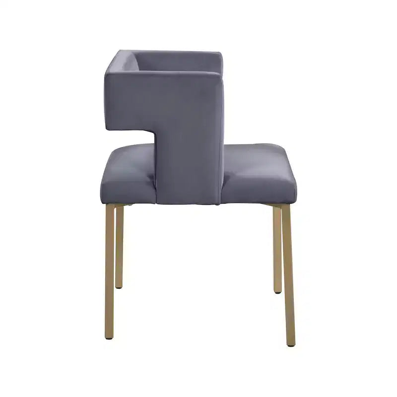 Chaise de salle à manger en velours noir avec pieds en laiton brossé, lot de 2