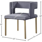 Chaise de salle à manger en velours noir avec pieds en laiton brossé, lot de 2