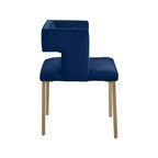 Chaise de salle à manger en velours noir avec pieds en laiton brossé, lot de 2
