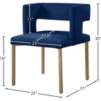 Chaise de salle à manger en velours noir avec pieds en laiton brossé, lot de 2