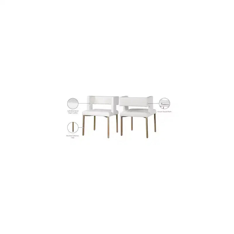 Chaise de salle à manger en velours noir avec pieds en laiton brossé, lot de 2